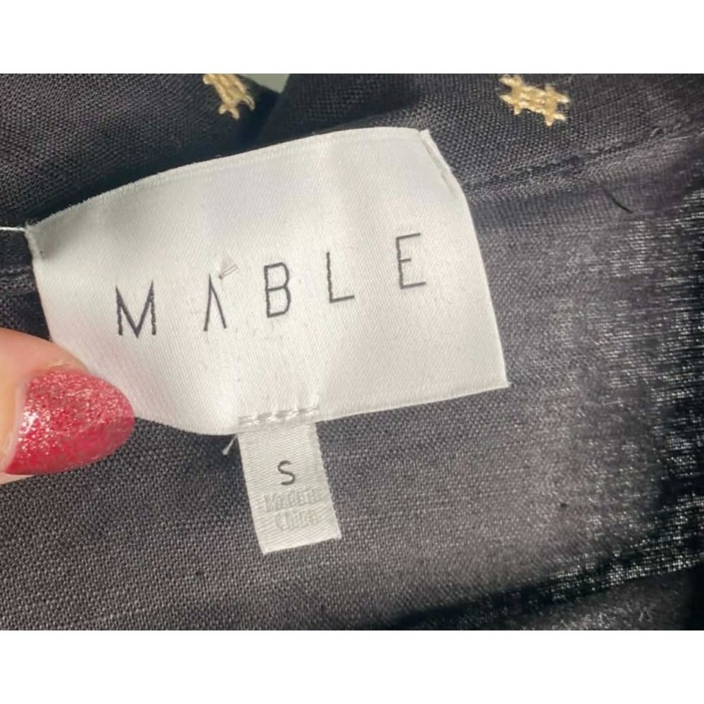 Women's Mable‎ linen blend Cropped Size S Black Scalloped Hem Buttons Feminine - Picture 6 of 9